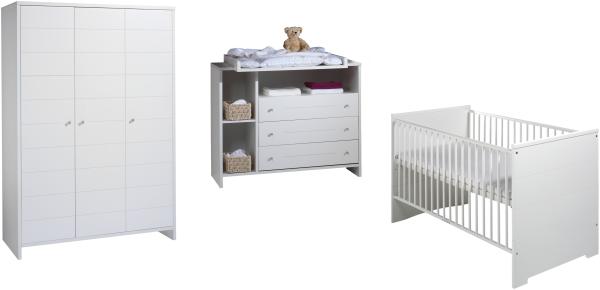 Schardt 'Eco Stripe' 3-tlg. Babyzimmer-Set Kinderbett, Wickelkommode und Schrank 3-türig