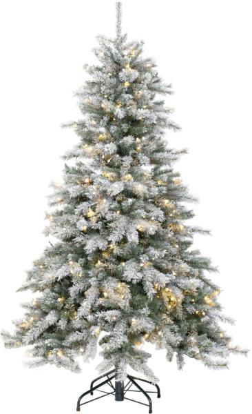Evergreen Künstlicher Weihnachtsbaum Frost Fichte | Inkl. LEDs & Kunstschnee | Weiß | 210 cm
