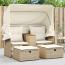 vidaXL Gartensofa 2-Sitzer mit Dach und Hockern Beige Poly Rattan Bild 1