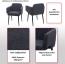 Esszimmerstuhl HWC-L13, Polsterstuhl Küchenstuhl Stuhl mit Armlehne, Stoff/Textil Metall ~ anthrazit Bild 2