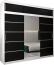 Kryspol Schwebetürenschrank Verona 2-250cm mit Spiegel Kleiderschrank mit Kleiderstange und Einlegeboden Schlafzimmer- Wohnzimmerschrank Schiebetüren Modern Design (Weiß + Schwarz mit Erweiterung) Bild 1