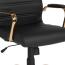 Flash Furniture Chefsessel mit hoher Rückenlehne, Leder, Chromfuß und Armlehnen Modern 26"W x 27"D x 43"H Black Leather/Gold Frame Bild 10