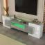 Merax Lowboard mit LED-Beleuchtung und Glasplatte, TV-Schrank mit hochglänzenden Korpus, Betonoptik, Breite 200 cm, Beton-Optik | Weiß Bild 9