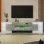Merax Lowboard mit LED-Beleuchtung und Glasplatte, TV-Schrank mit hochglänzenden Korpus, Betonoptik, Breite 200 cm, Beton-Optik | Weiß Bild 7